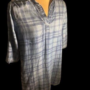 Beachlunchlounge Tencel short plaid dress with pockets sz S/P